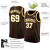 Custom Brown White-Gold Authentic Basketball Jersey