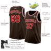 Custom Brown Red-White Authentic Basketball Jersey