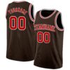 Custom Brown Red-White Authentic Basketball Jersey