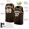 Custom Brown White-Old Gold Authentic Basketball Jersey