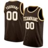 Custom Brown White-Old Gold Authentic Basketball Jersey