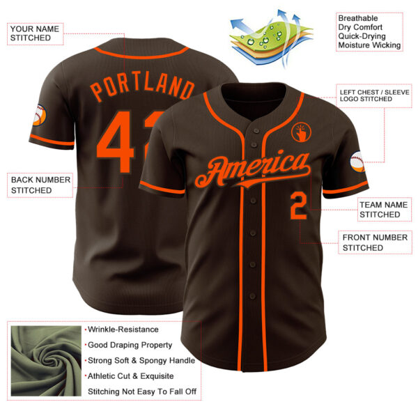 Custom Brown Orange Authentic Baseball Jersey