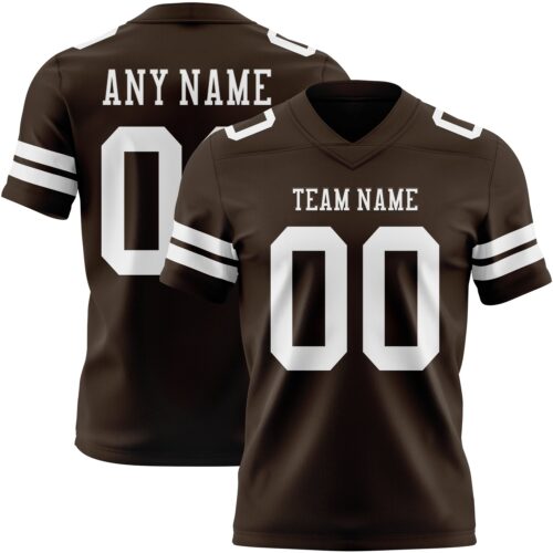 Brown0209 Custom Brown White Authentic Football Jersey