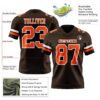 Custom Brown Orange-White Authentic Football Jersey
