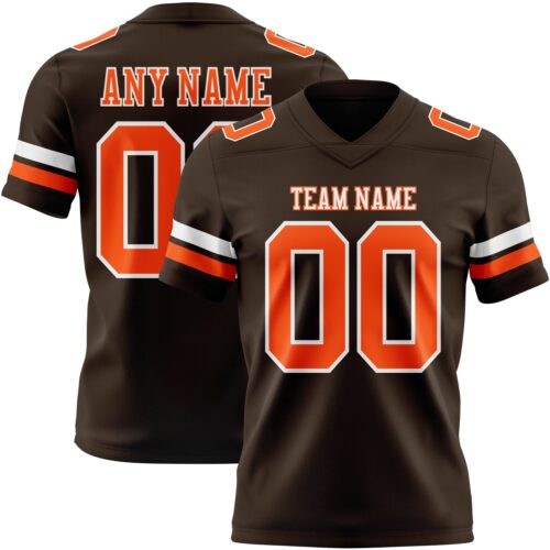Brown0211 Custom Brown Orange-White Authentic Football Jersey