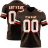 Custom Brown White-Orange Authentic Football Jersey