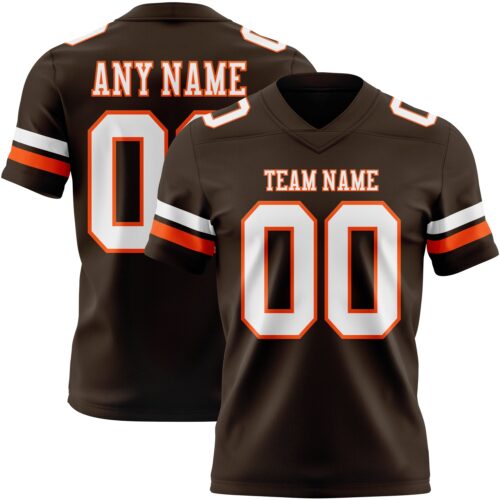 Brown0212 Custom Brown White-Orange Authentic Football Jersey