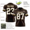 Custom Brown White-Old Gold Authentic Football Jersey