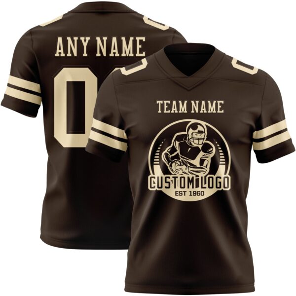 Custom Brown Cream Authentic Football Jersey