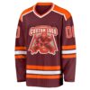 Custom Burgundy Orange-White Hockey Jersey