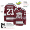 Custom Burgundy White-Gray Hockey Jersey