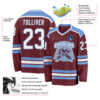 Custom Burgundy White-Light Blue Hockey Jersey