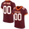 Custom Burgundy White-Orange Mesh Authentic Football Jersey