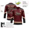 Custom Burgundy Black-City Cream Hockey Lace Neck Jersey