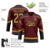 Custom Burgundy Old Gold-Black Hockey Lace Neck Jersey