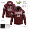 Custom Stitched Burgundy Gray-White Football Pullover Sweatshirt Hoodie