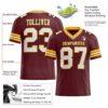Custom Burgundy White-Gold Authentic Football Jersey