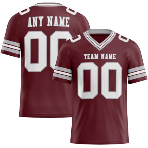 Custom Burgundy White-Gray Authentic Football Jersey