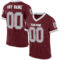 Burgundy0138 Custom Burgundy Gray-White Mesh Authentic Throwback Football Jersey