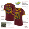 Burgundy0140-1 Custom Burgundy Black-Gold Mesh Authentic Throwback Football Jersey