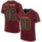 Burgundy0142 Custom Burgundy Black-Old Gold Mesh Authentic Throwback Football Jersey