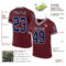 Burgundy0155-1 Custom Burgundy Navy-White Mesh Authentic Throwback Football Jersey