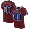 Custom Burgundy Navy-White Mesh Authentic Throwback Football Jersey