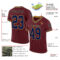 Burgundy0156-1 Custom Burgundy Navy-Old Gold Mesh Authentic Throwback Football Jersey