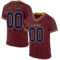 Burgundy0156 Custom Burgundy Navy-Old Gold Mesh Authentic Throwback Football Jersey
