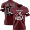 Custom Burgundy Black-White Authentic Football Jersey