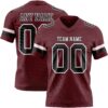 Custom Burgundy Black-White Authentic Football Jersey
