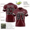 Custom Burgundy Black-White Authentic Football Jersey