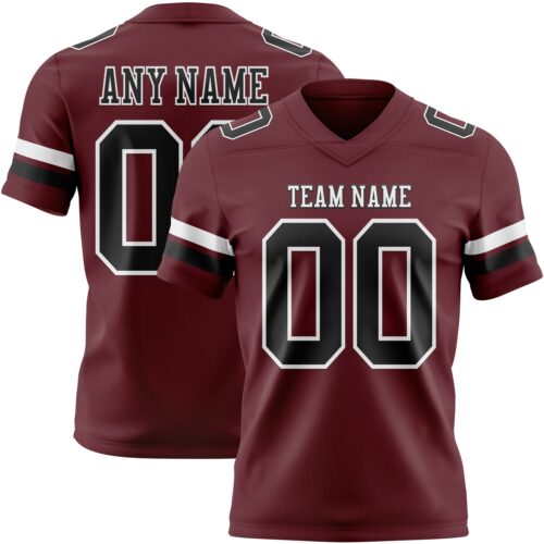 Burgundy0189 Custom Burgundy Black-White Authentic Football Jersey