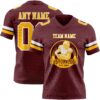Custom Burgundy Gold-White Authentic Football Jersey