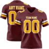 Custom Burgundy Gold-White Authentic Football Jersey