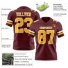 Custom Burgundy Gold-White Authentic Football Jersey