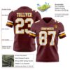 Custom Burgundy White-Gold Authentic Football Jersey