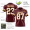 Burgundy0193-2 Custom Burgundy White-Gold Authentic Football Jersey