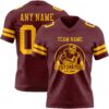 Custom Burgundy Gold Authentic Football Jersey
