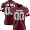Custom Burgundy Gray-White Authentic Football Jersey