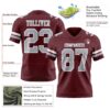 Custom Burgundy Gray-White Authentic Football Jersey