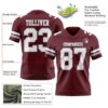 Burgundy0198-2 Custom Burgundy White-Gray Authentic Football Jersey