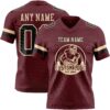Custom Burgundy Black-Cream Authentic Football Jersey