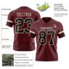 Custom Burgundy Black-Cream Authentic Football Jersey