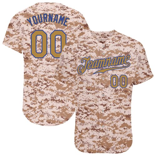 Camo0007 Custom Camo Old Gold-Royal Authentic Salute To Service Baseball Jersey
