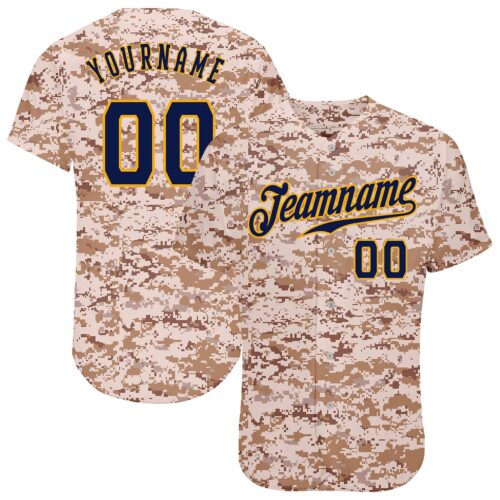 Camo0021 Custom Camo Navy-Gold Authentic Salute To Service Baseball Jersey