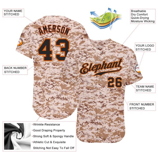 Custom Camo Black-Orange Authentic Salute To Service Baseball Jersey