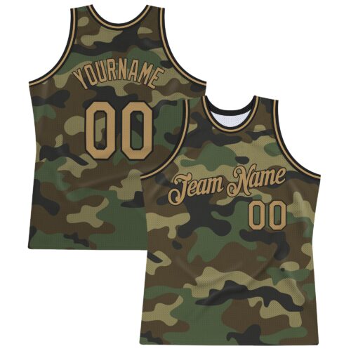 Camo0127 Custom Camo Old Gold-Black Authentic Salute To Service Basketball Jersey