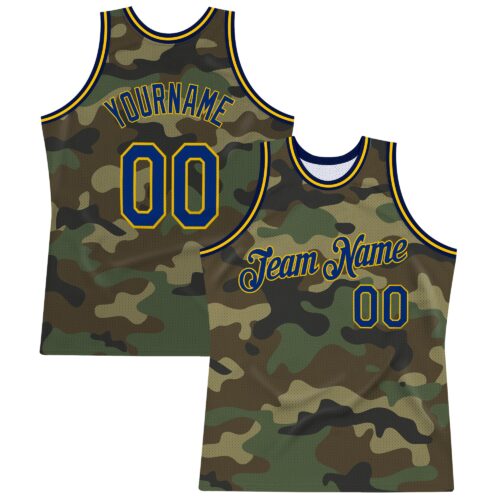 Camo0129 Custom Camo Royal-Gold Authentic Salute To Service Basketball Jersey