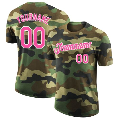 Camo0166 Custom Camo Pink-White Performance Salute To Service T-Shirt